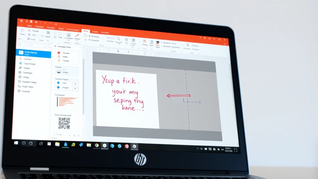 HP notebook displaying Snip and Sketch editor with annotation tools visible, pen marks and highlights on a captured screenshot, editing toolbar clearly shown