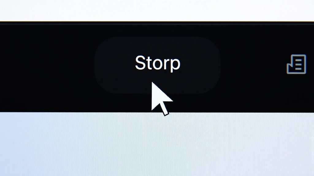 Close-up of Mac menu bar showing red recording indicator and stop button with cursor hovering over it, clean minimalist design, macOS interface visible