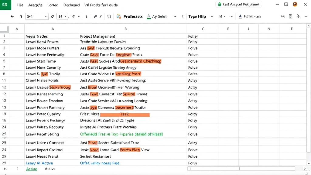 Organized Excel spreadsheet displaying project management task list with various strikethrough items in different colors and formats, showing completed and active tasks clearly differentiated
